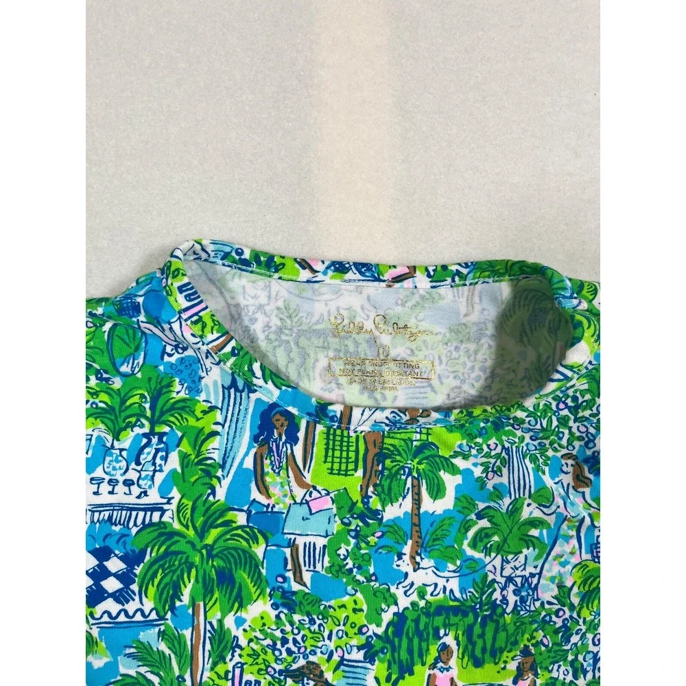 Lilly Pulitzer Girl's  Blue/Green Tropical Print Pijama Top size 10